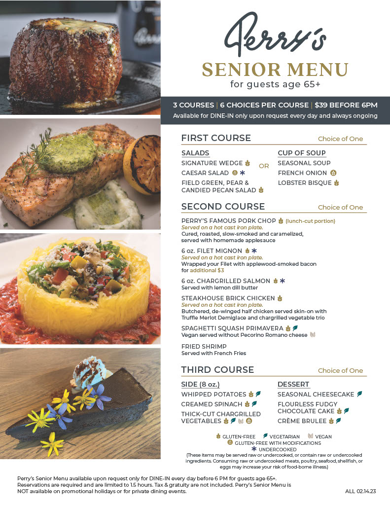 Senior Menu Perry's Steakhouse & Grille