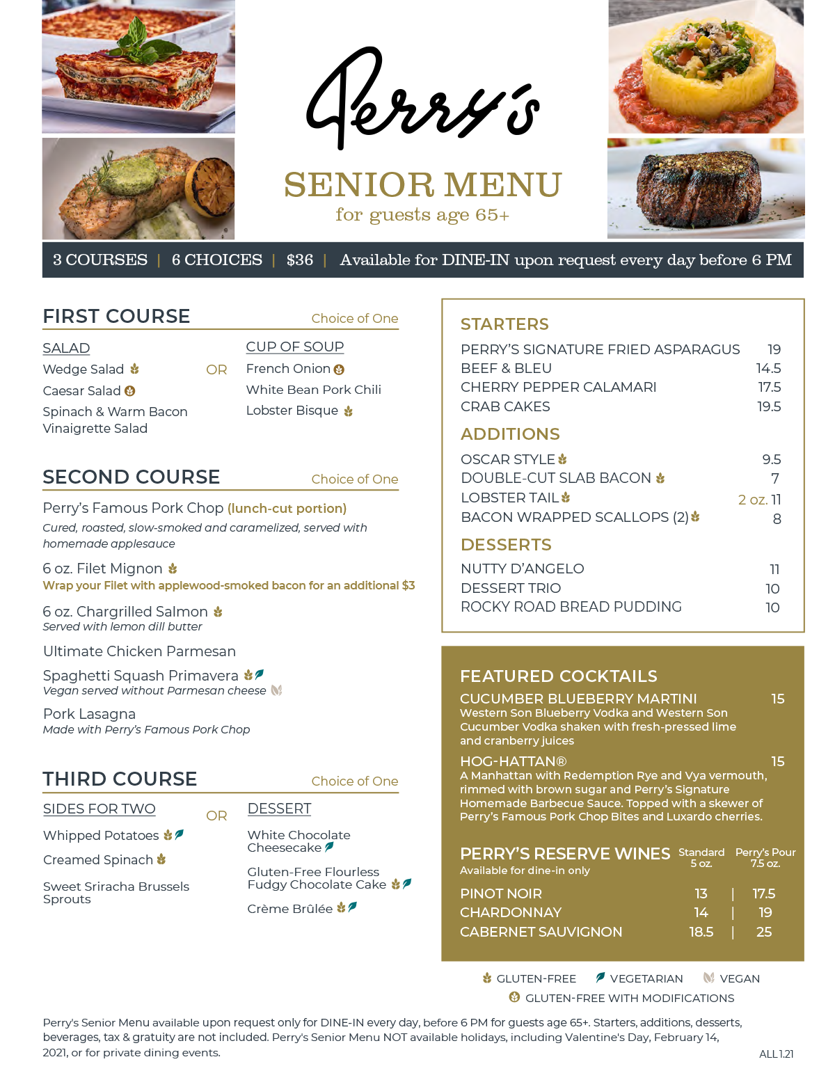 Senior Menu Perry's Steakhouse & Grille