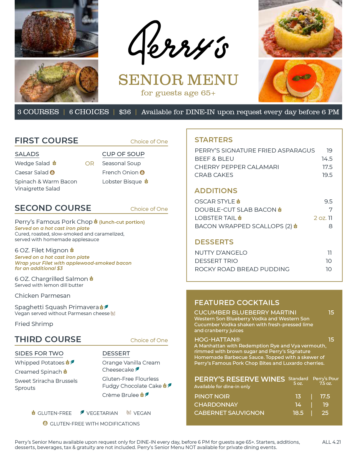 Senior Menu - Perry's Steakhouse & Grille